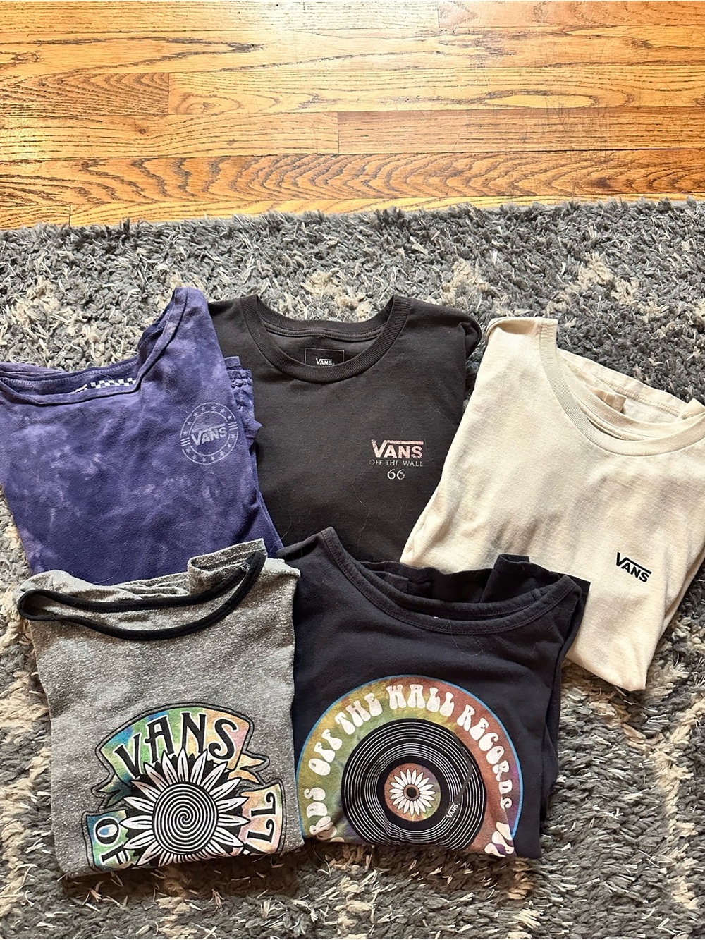 Vans Kids Short-Sleeve Graphic Tees — Black, Gray, Purple, Cream